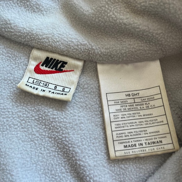 Vintage Nike Fit Quarter Zip Fleece Pullover Grey Teal Thumbholes Boys L 12-14 - Picture 3 of 10